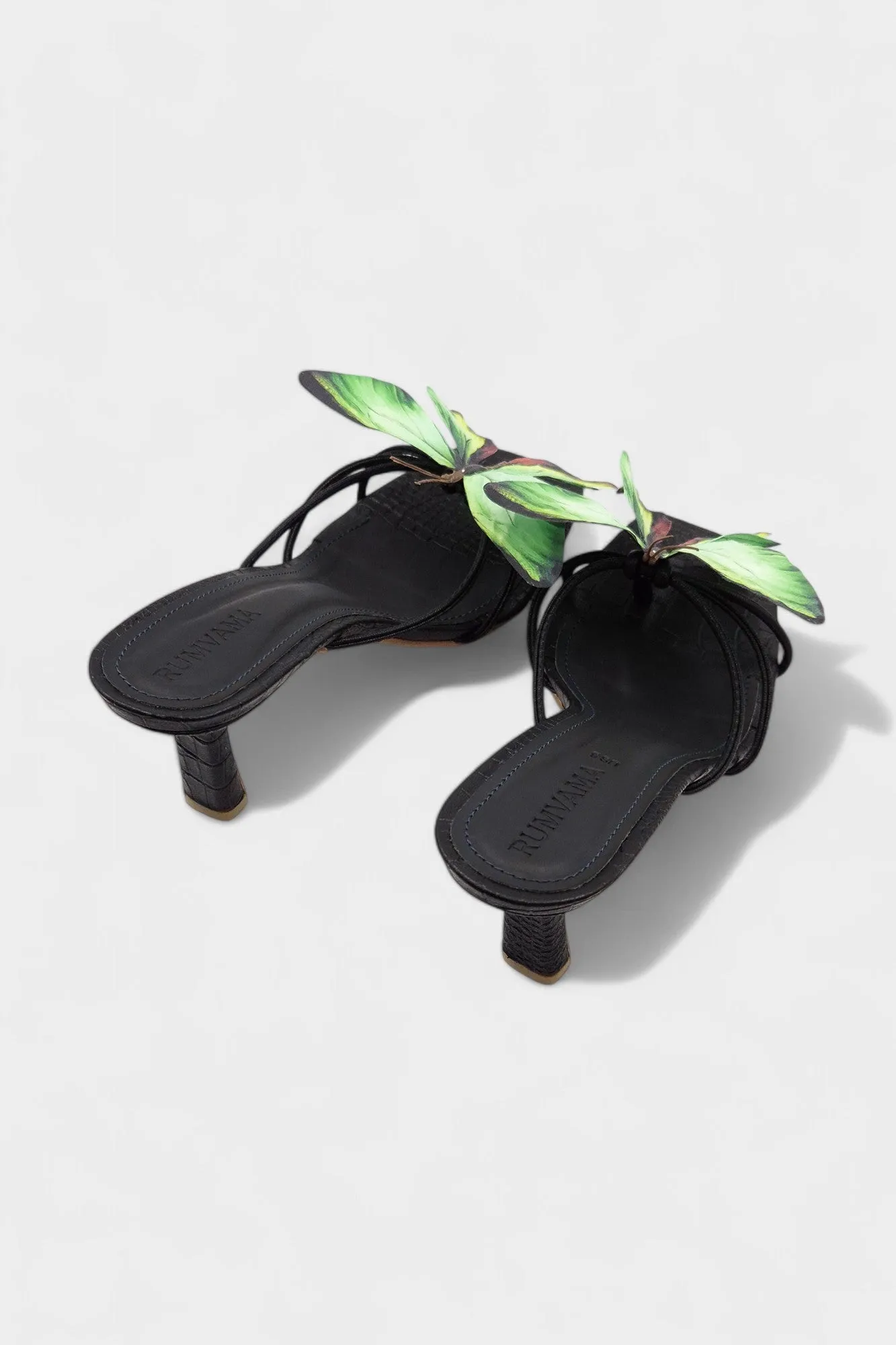 Emerald Butterfly Black Heels