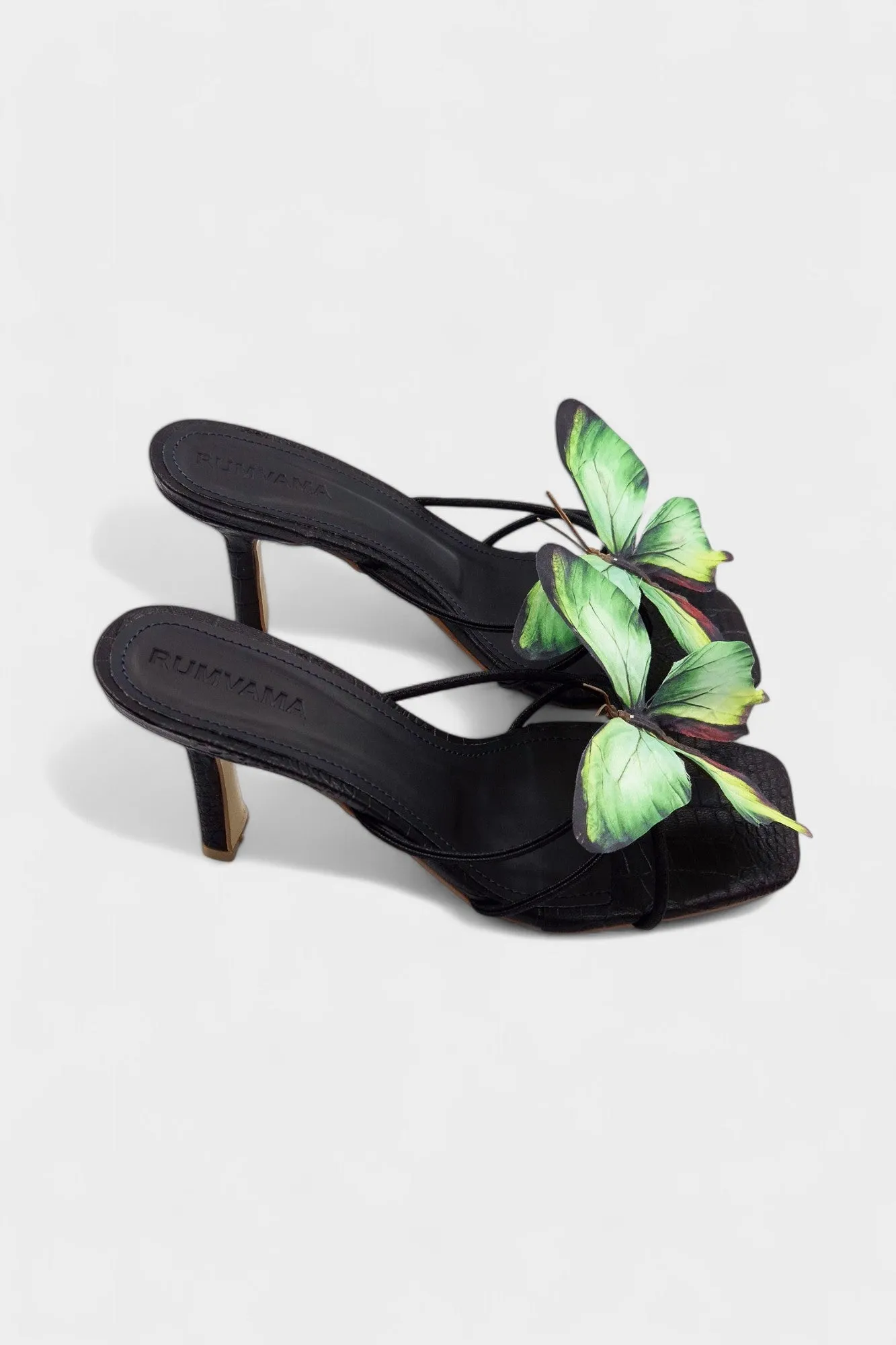 Emerald Butterfly Black Heels