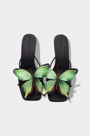 Emerald Butterfly Black Heels