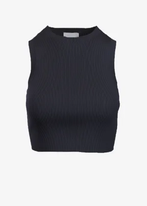 EMMA RIBBED CROP TANK - NAVY