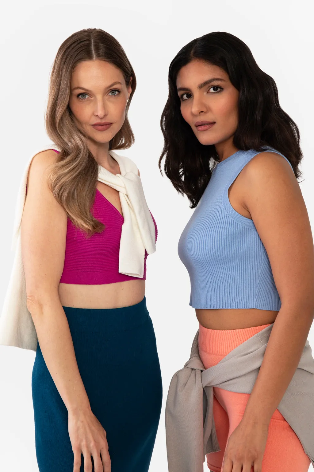 EMMA RIBBED CROP TANK - NAVY