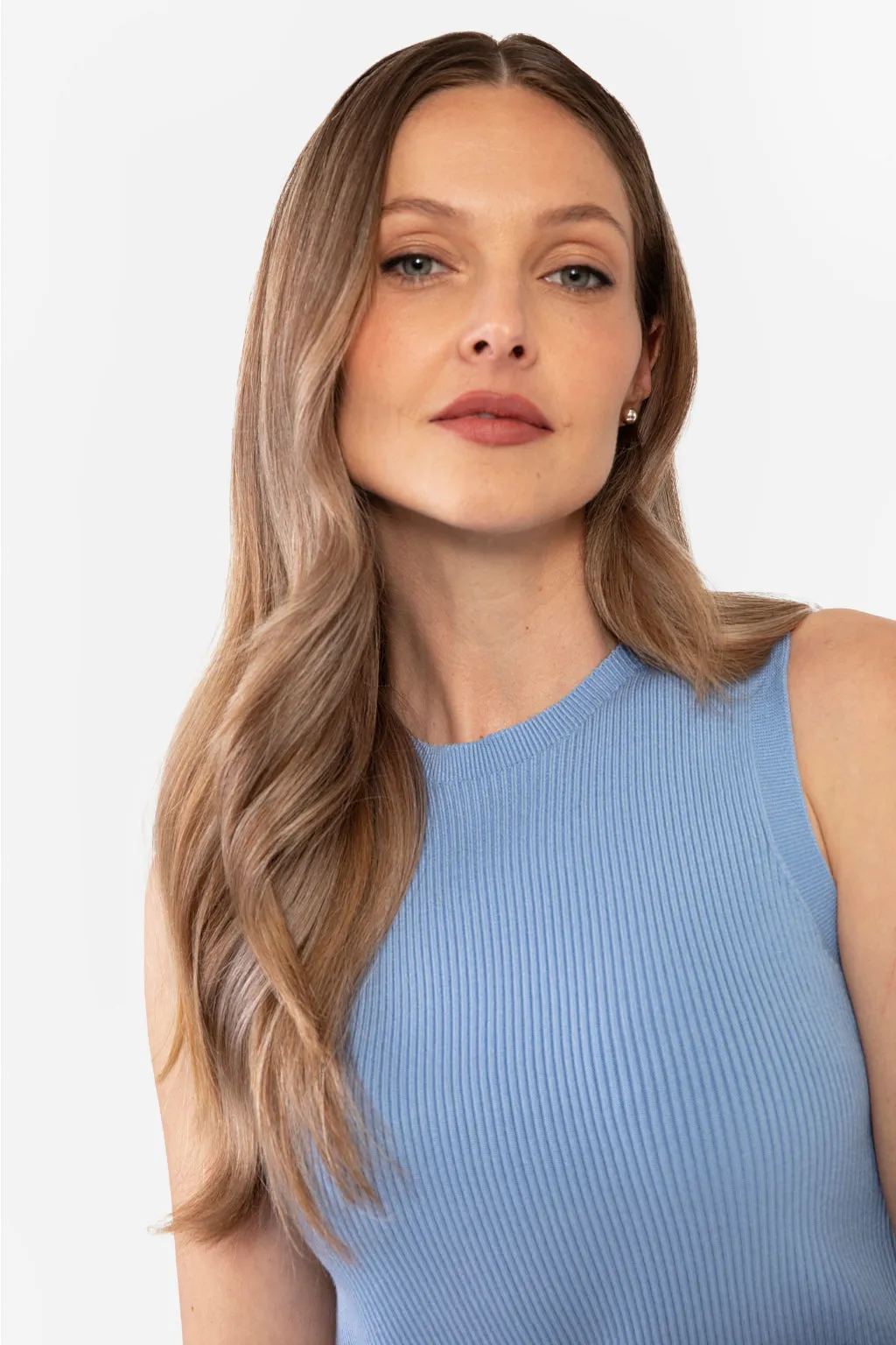 EMMA RIBBED CROP TANK - NAVY