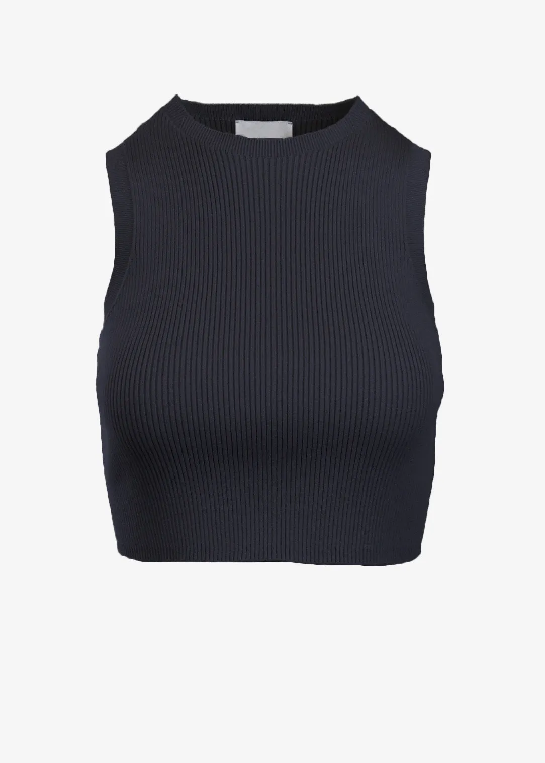 EMMA RIBBED CROP TANK - NAVY