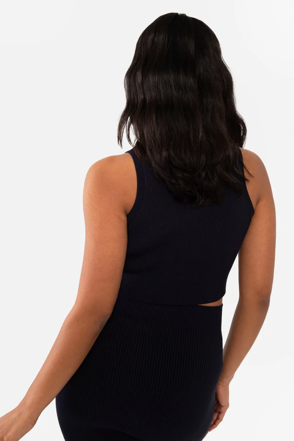 EMMA RIBBED CROP TANK - NAVY