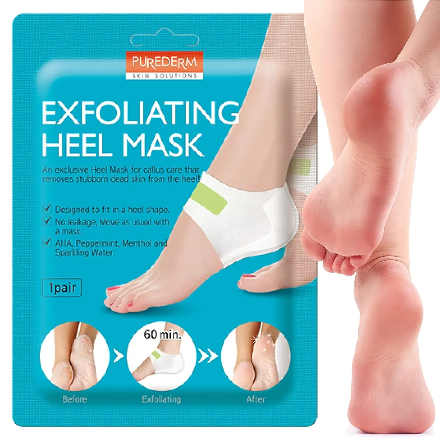 Exfoliating Heel Mask (1 Pair) – Heel Peeling Masks Gently Remove Calluses from Your Heel