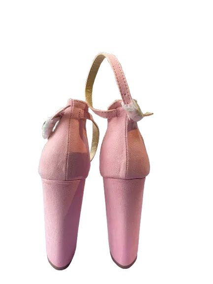 Fashion Nova Fay Pink Boa Chunky Heels
