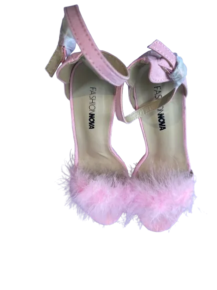 Fashion Nova Fay Pink Boa Chunky Heels