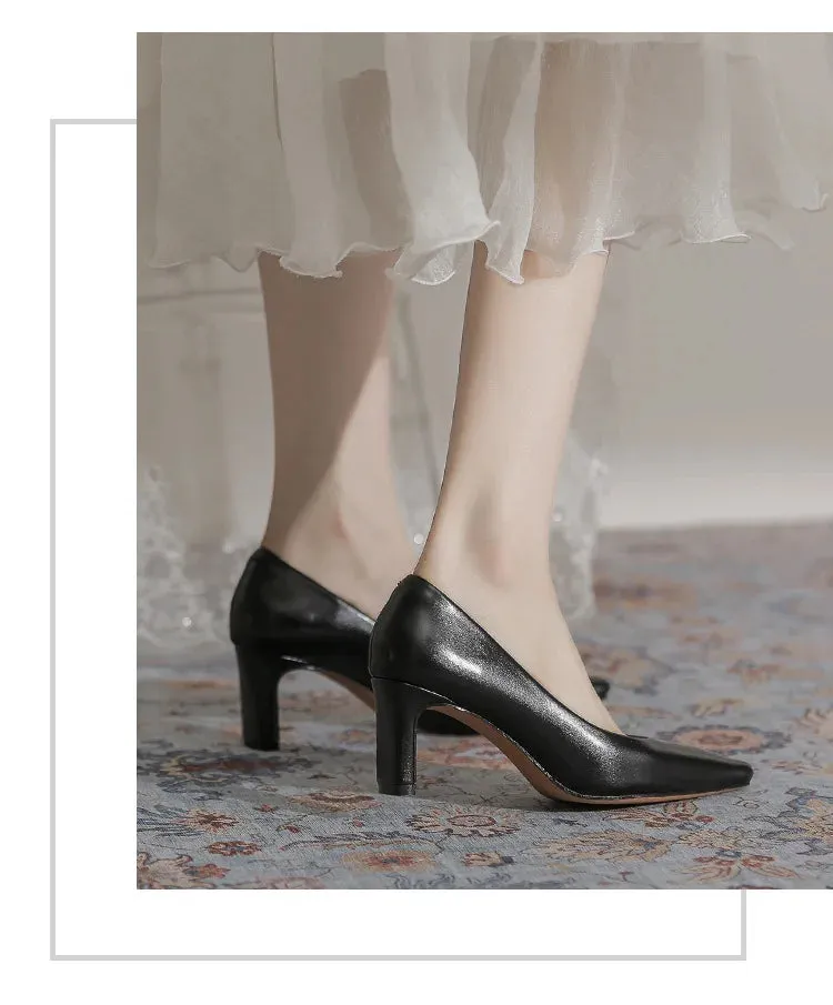 Fashion Patent Leather Women's Pumps Square Toe Stripper Elegant Party Vintage Spring Ladies Shoes
