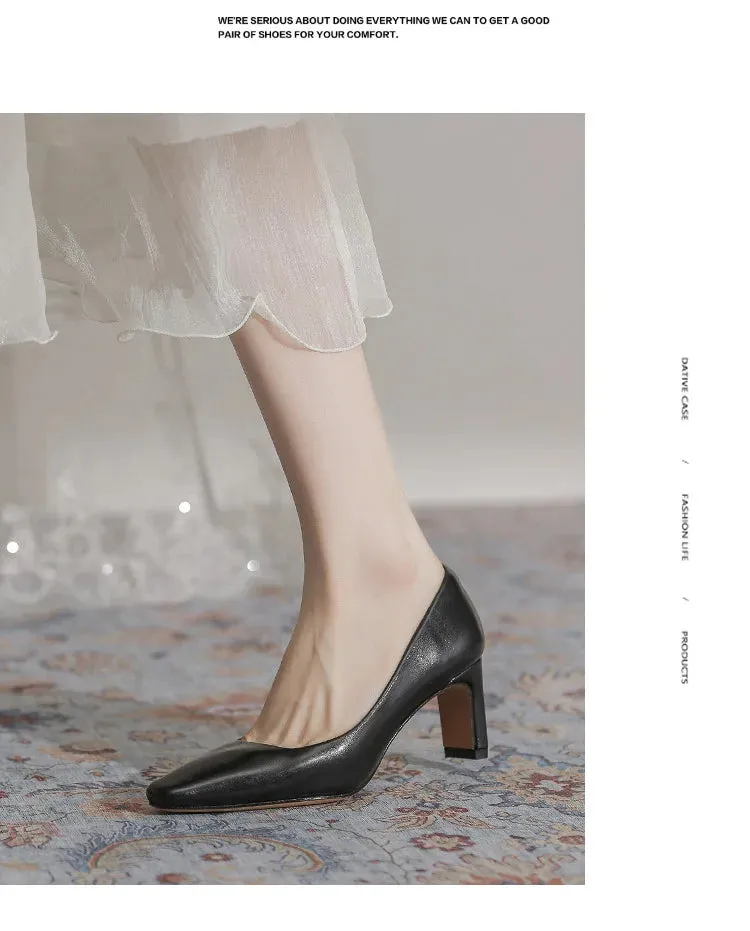 Fashion Patent Leather Women's Pumps Square Toe Stripper Elegant Party Vintage Spring Ladies Shoes