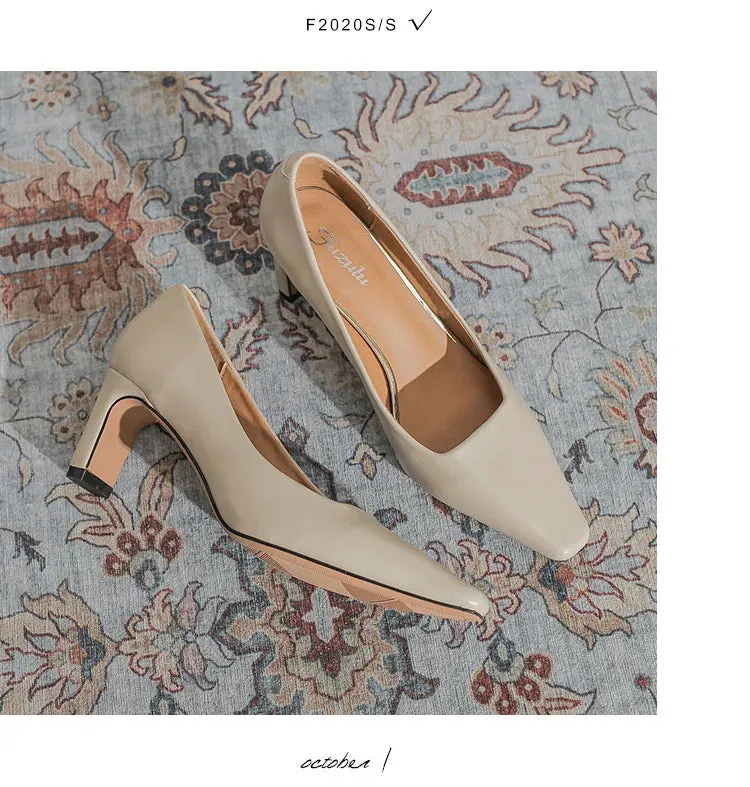 Fashion Patent Leather Women's Pumps Square Toe Stripper Elegant Party Vintage Spring Ladies Shoes