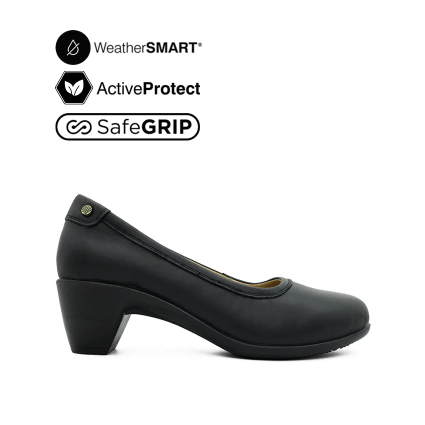 Femi Pump Women's Casual Shoes - Black Leather Waterproof