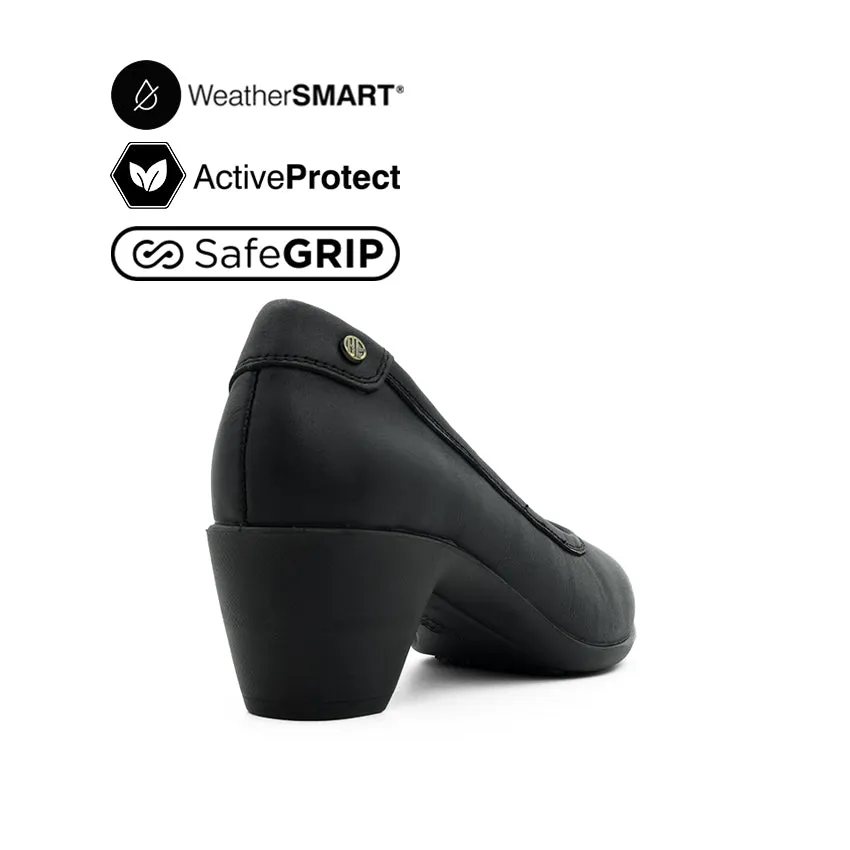 Femi Pump Women's Casual Shoes - Black Leather Waterproof