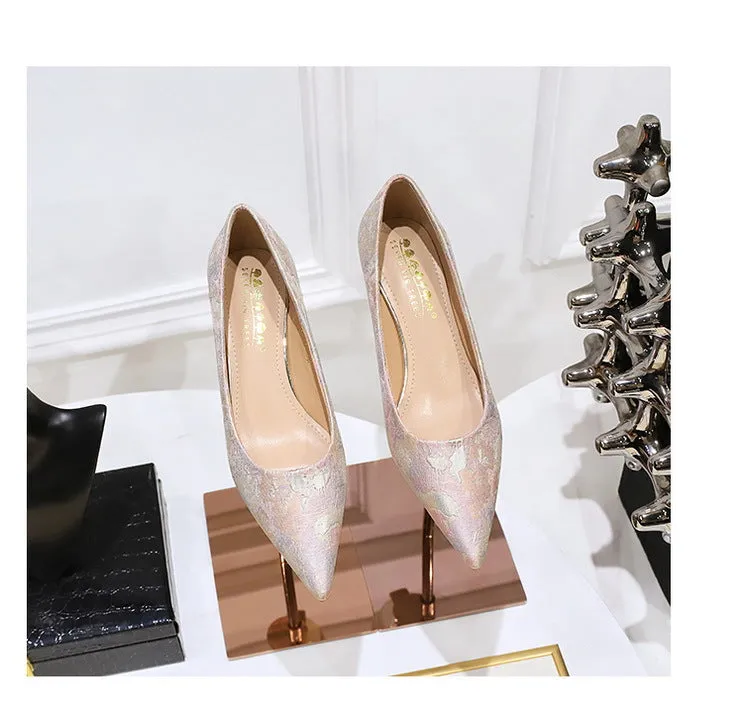 Floral cloth surface 3 cm Kitten heels Women Shoes Sweet Fashion Low Heel Ladies Shoes pointed Toe Women Pumps