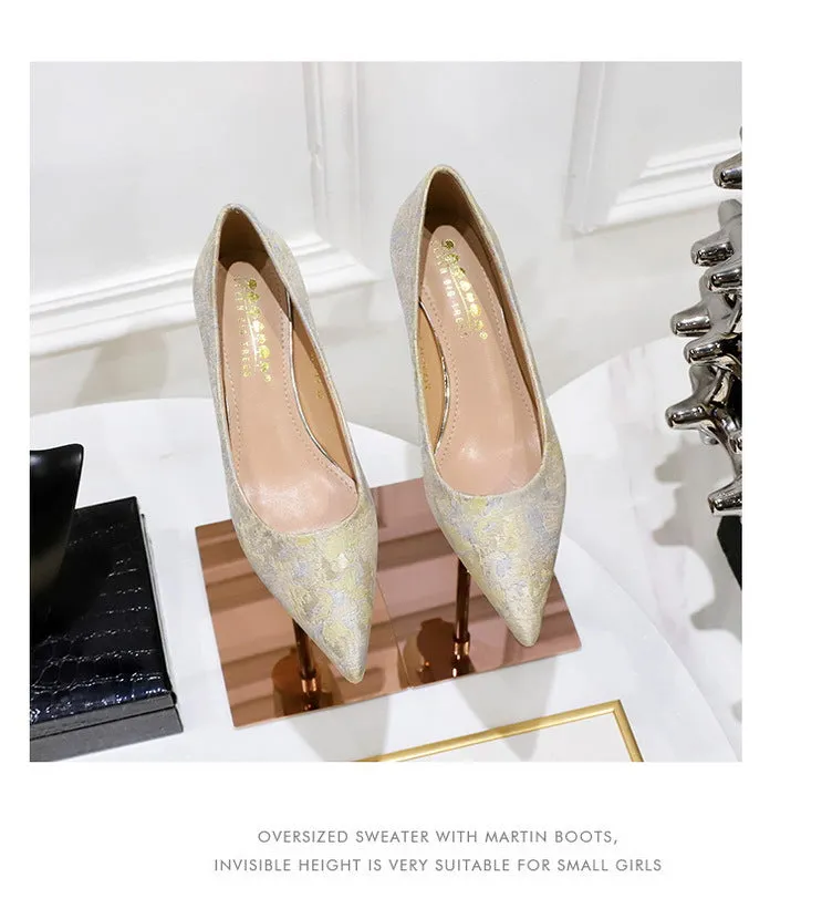 Floral cloth surface 3 cm Kitten heels Women Shoes Sweet Fashion Low Heel Ladies Shoes pointed Toe Women Pumps