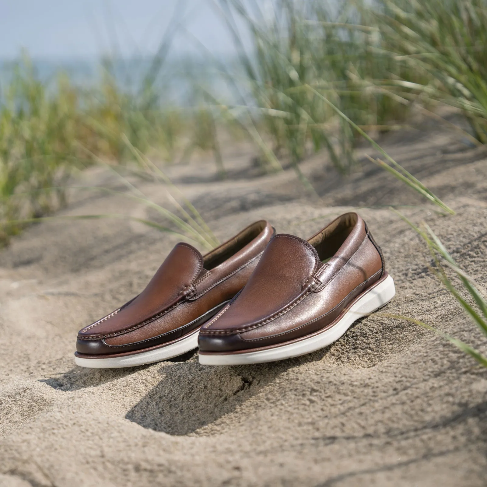 Florsheim Tropics Moc Toe Venetian Slip On (Men) - Cognac/Chestnut Smooth