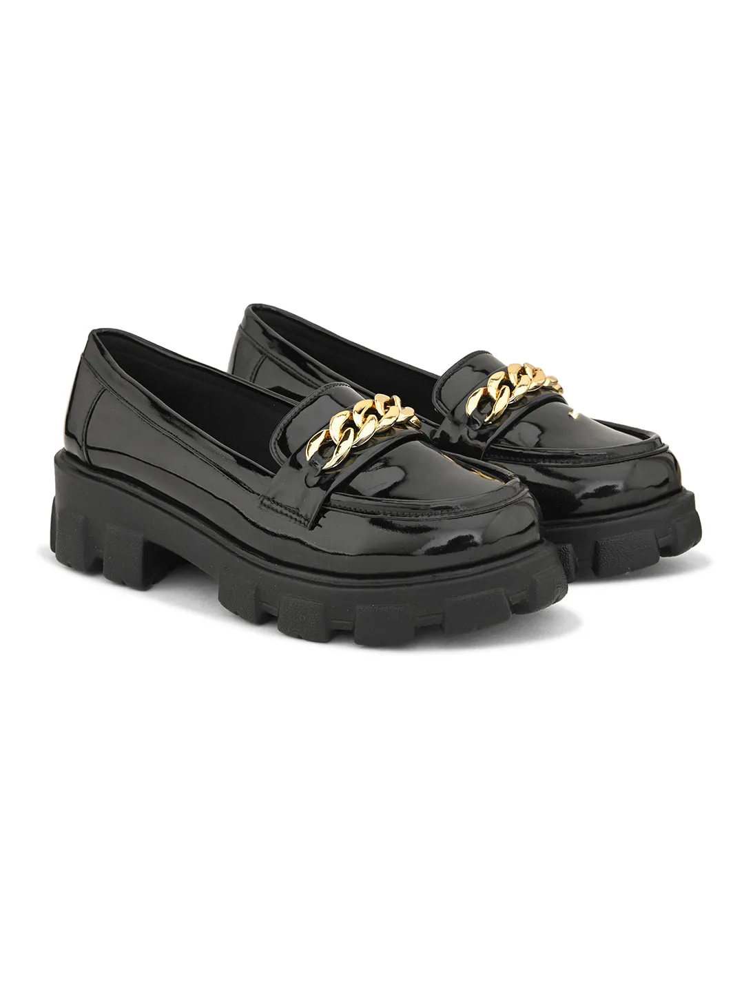 Glossy Chunky Sole Loafers