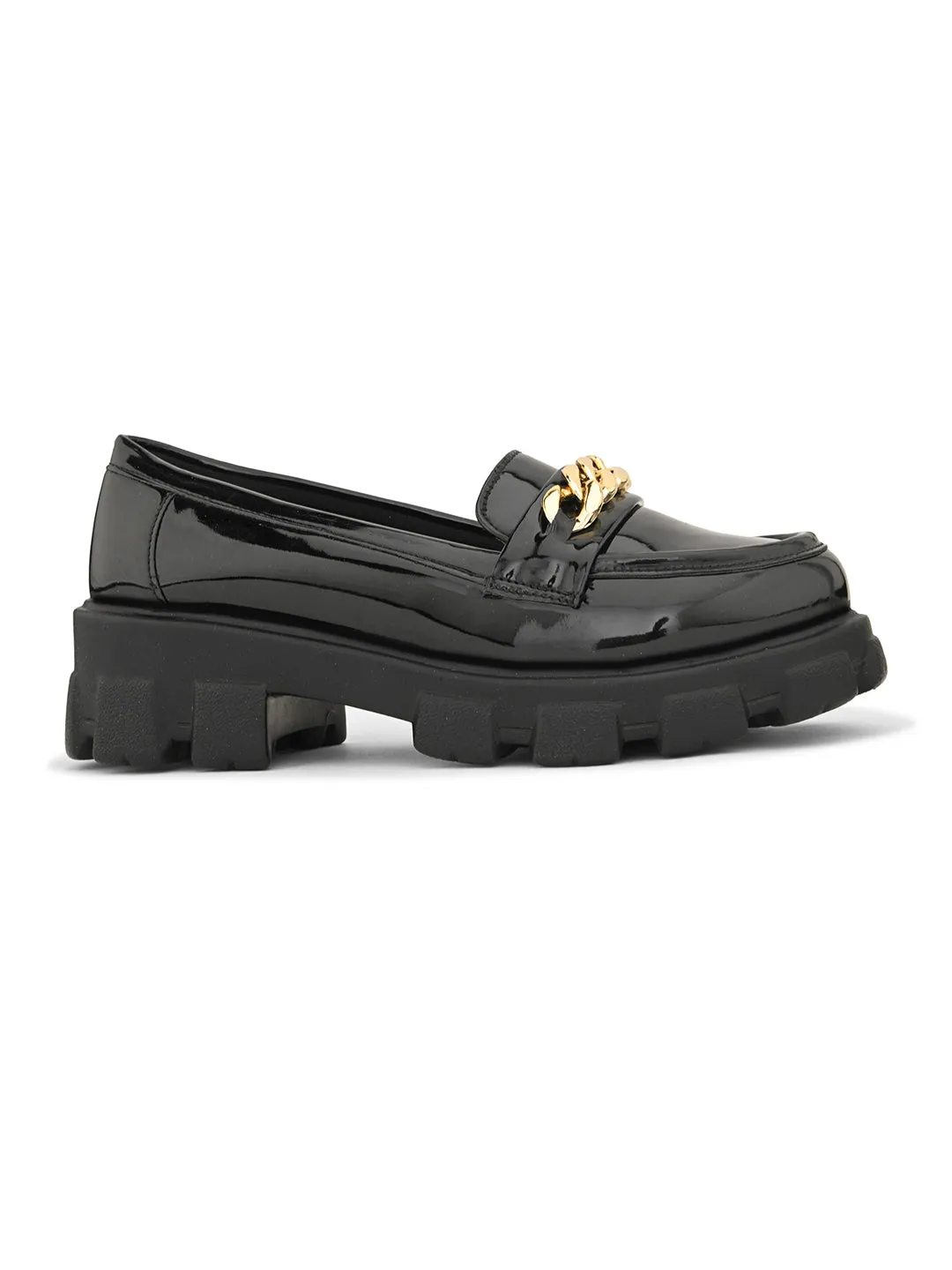 Glossy Chunky Sole Loafers