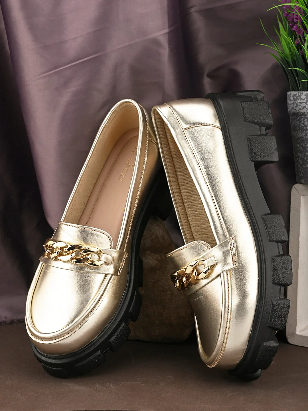 Glossy Chunky Sole Loafers