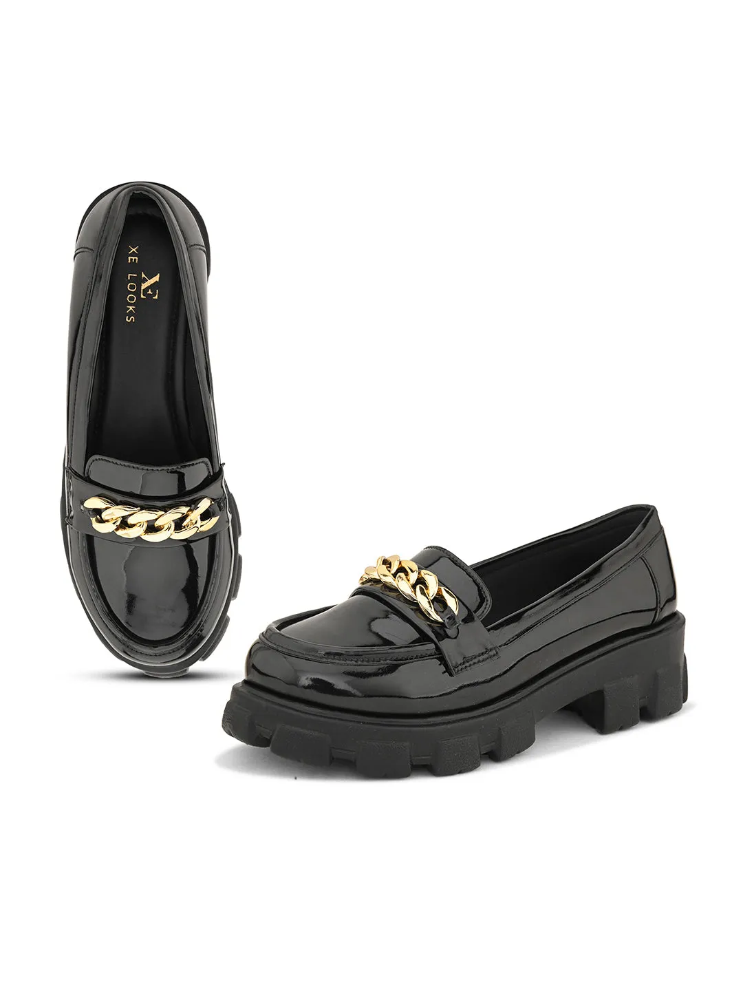 Glossy Chunky Sole Loafers