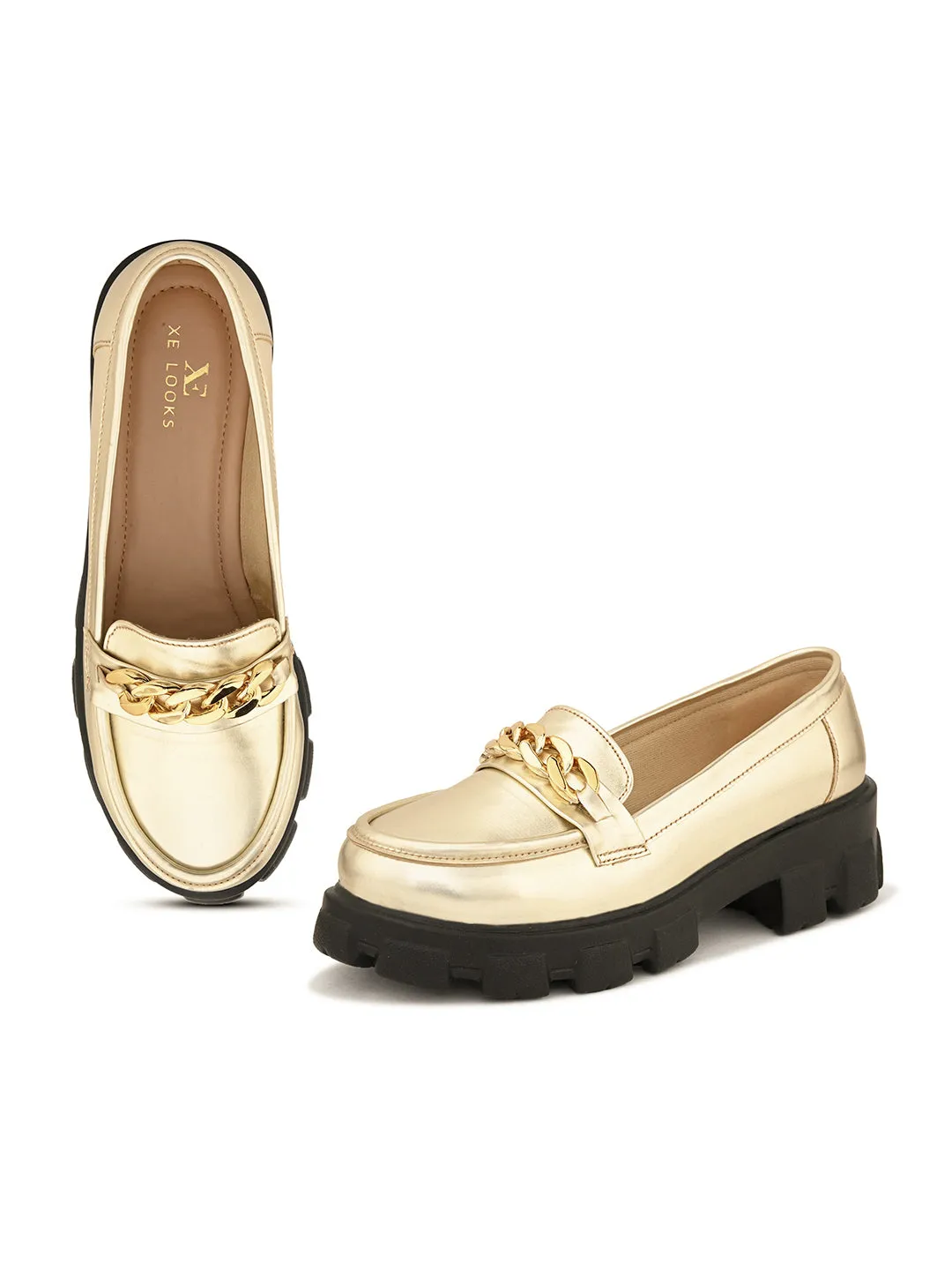 Glossy Chunky Sole Loafers