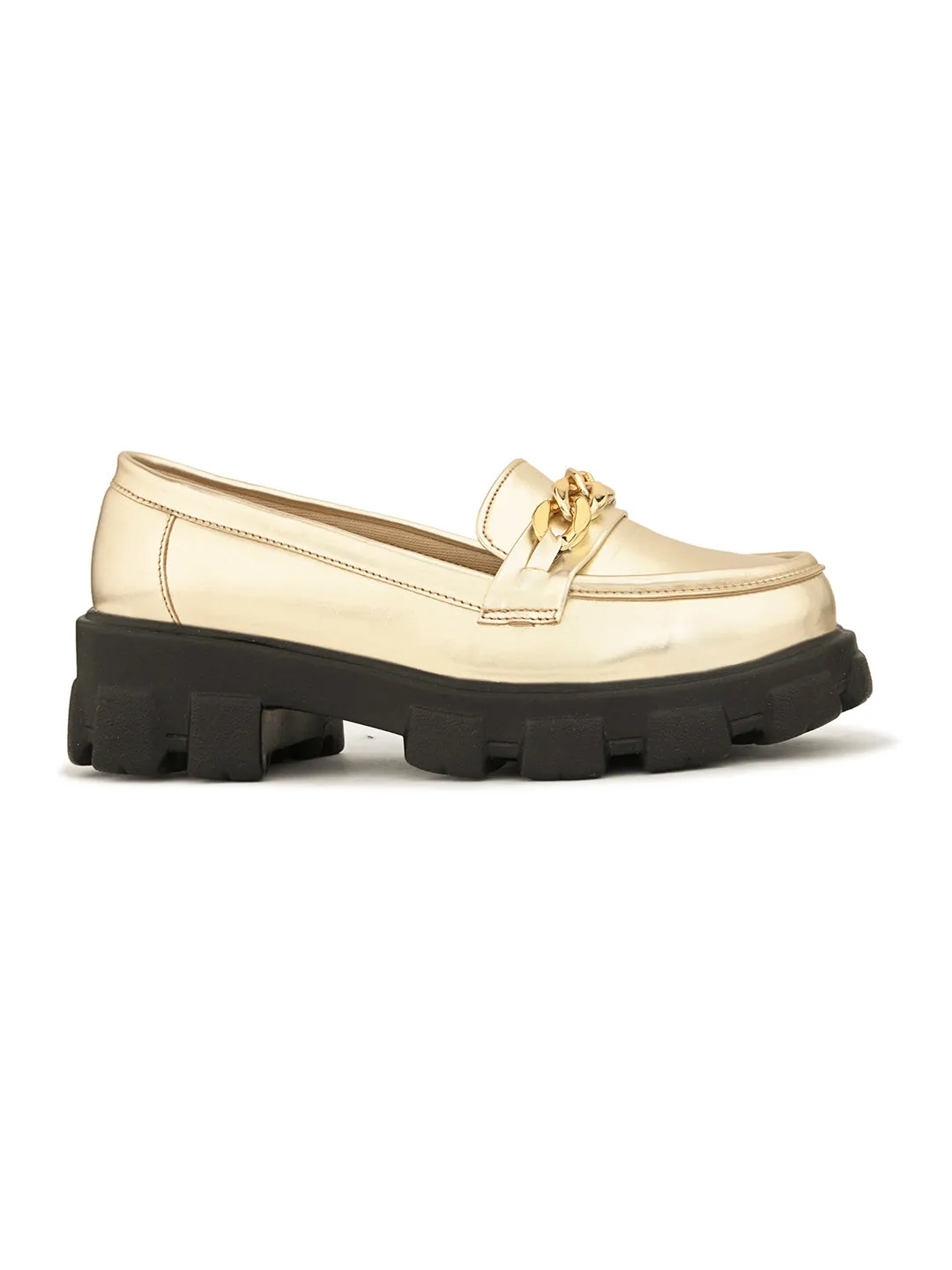 Glossy Chunky Sole Loafers
