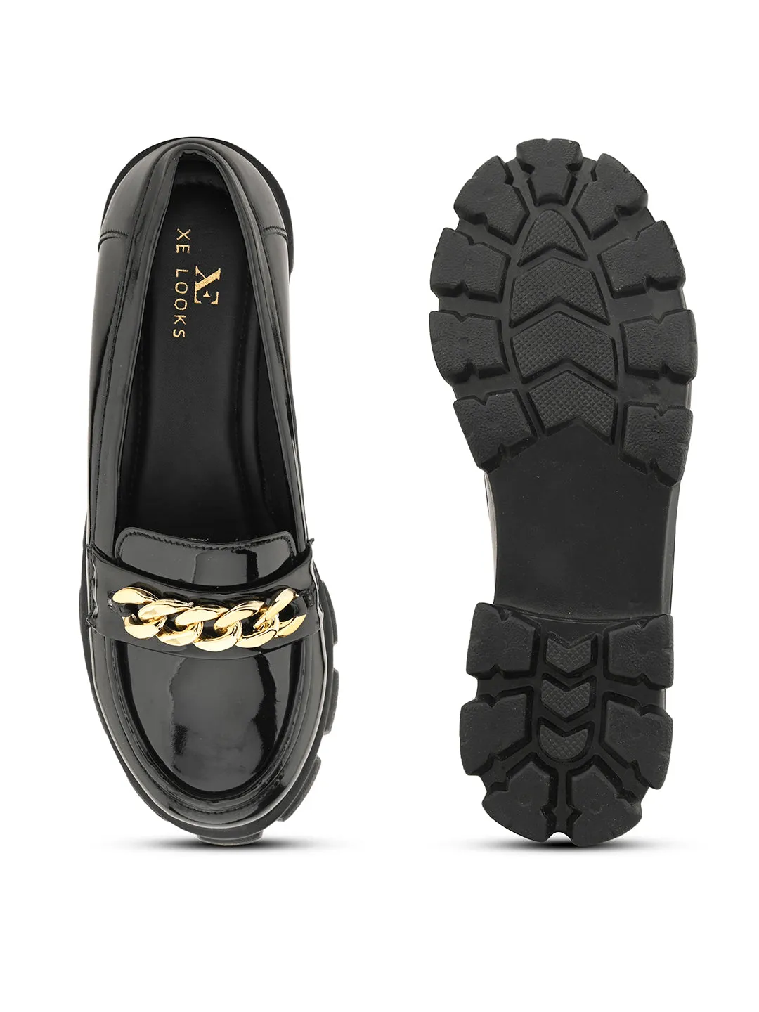 Glossy Chunky Sole Loafers