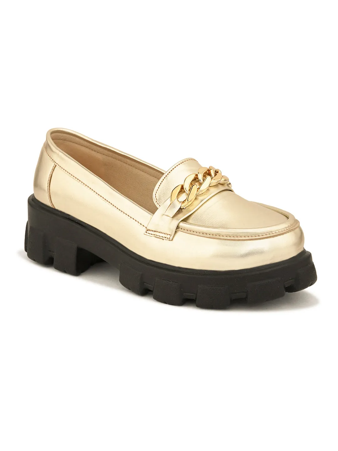 Glossy Chunky Sole Loafers