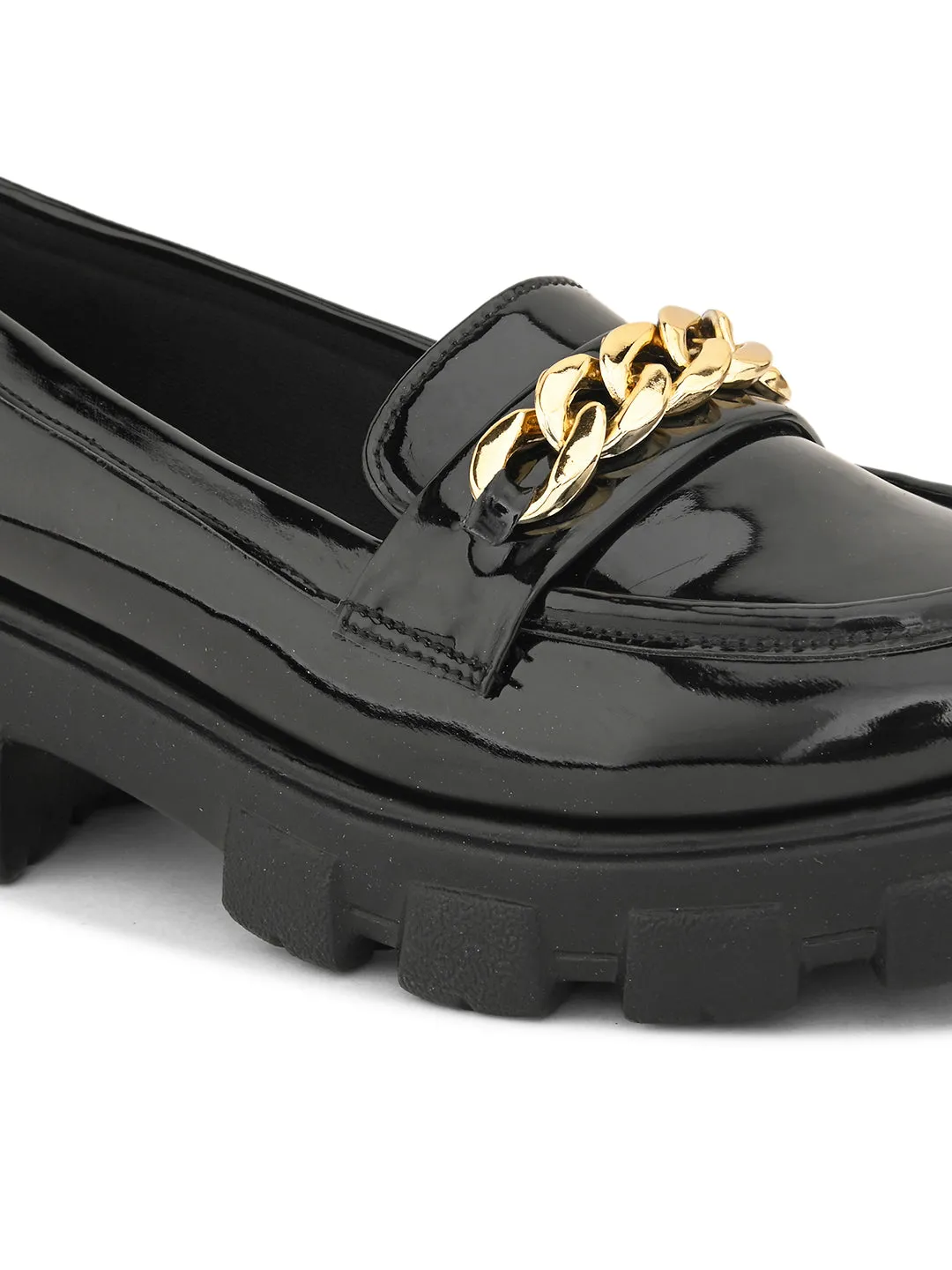Glossy Chunky Sole Loafers