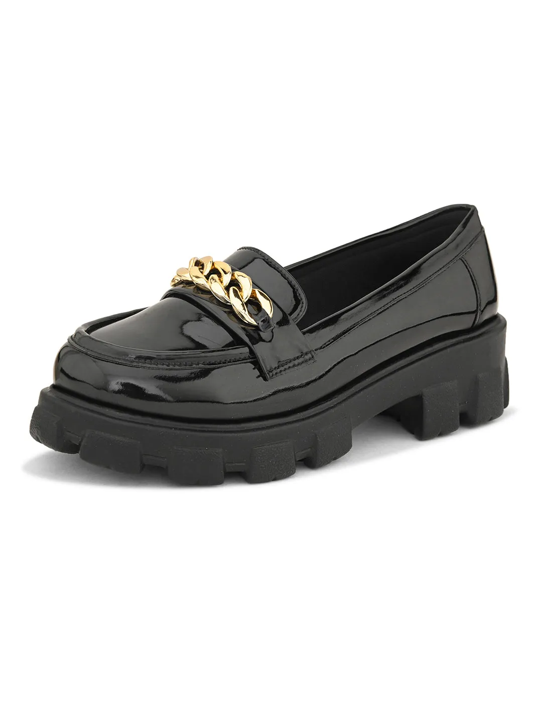 Glossy Chunky Sole Loafers