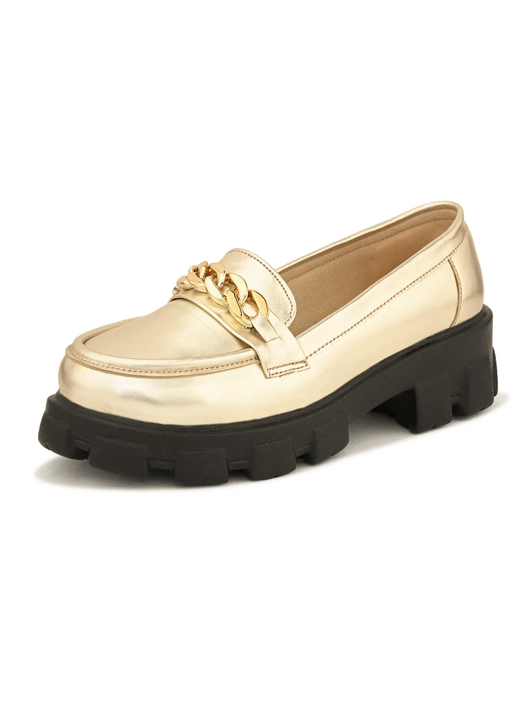 Glossy Chunky Sole Loafers