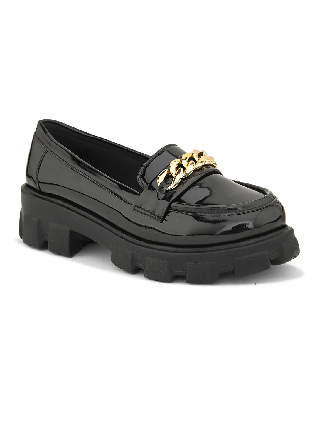 Glossy Chunky Sole Loafers