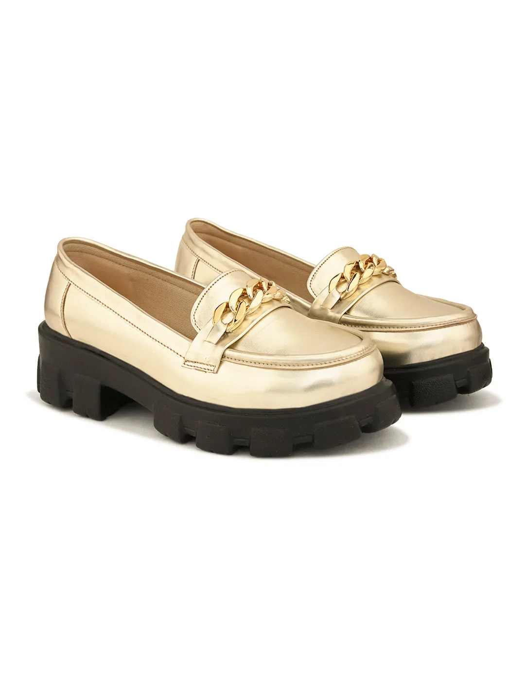 Glossy Chunky Sole Loafers