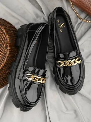 Glossy Chunky Sole Loafers