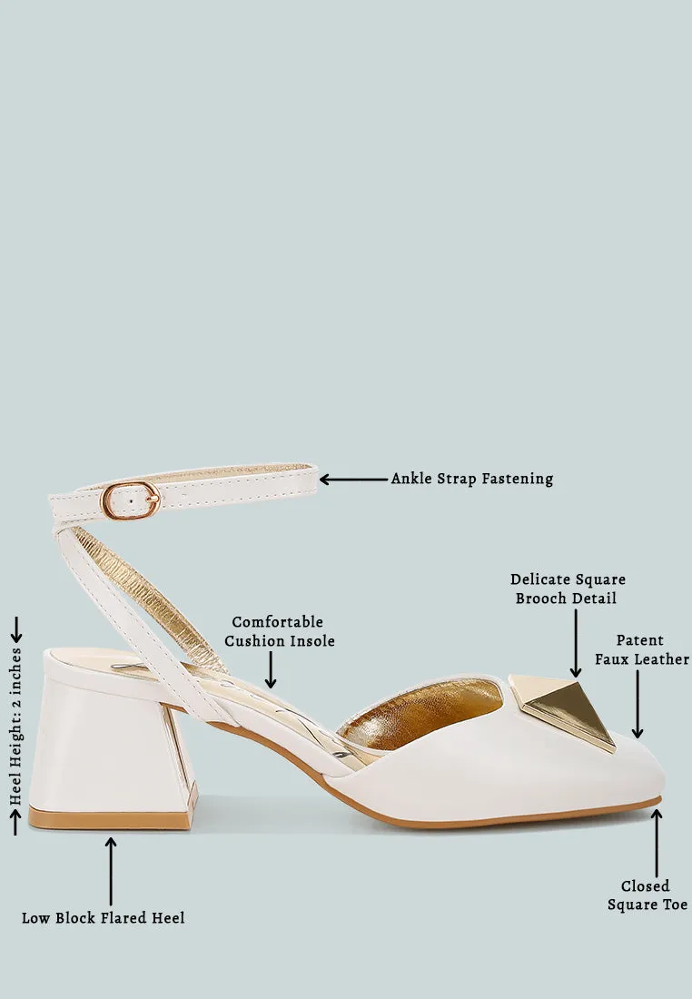Griselda Brooch Detail Ankle Strap Sandals