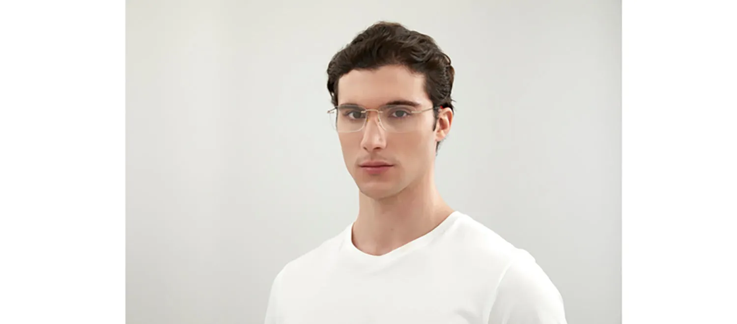 Gucci GG 0399O 002 Rimless Metal Gold Eyeglasses with Demo Lens