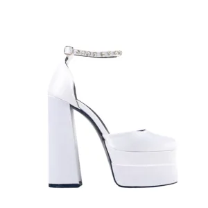 Hera’s Grace- White Leather Platforms
