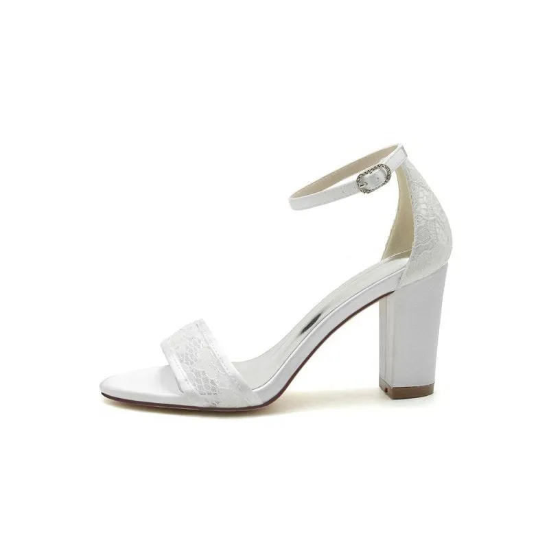 High Heels with Transparent Heel and Lace Ankle Strap