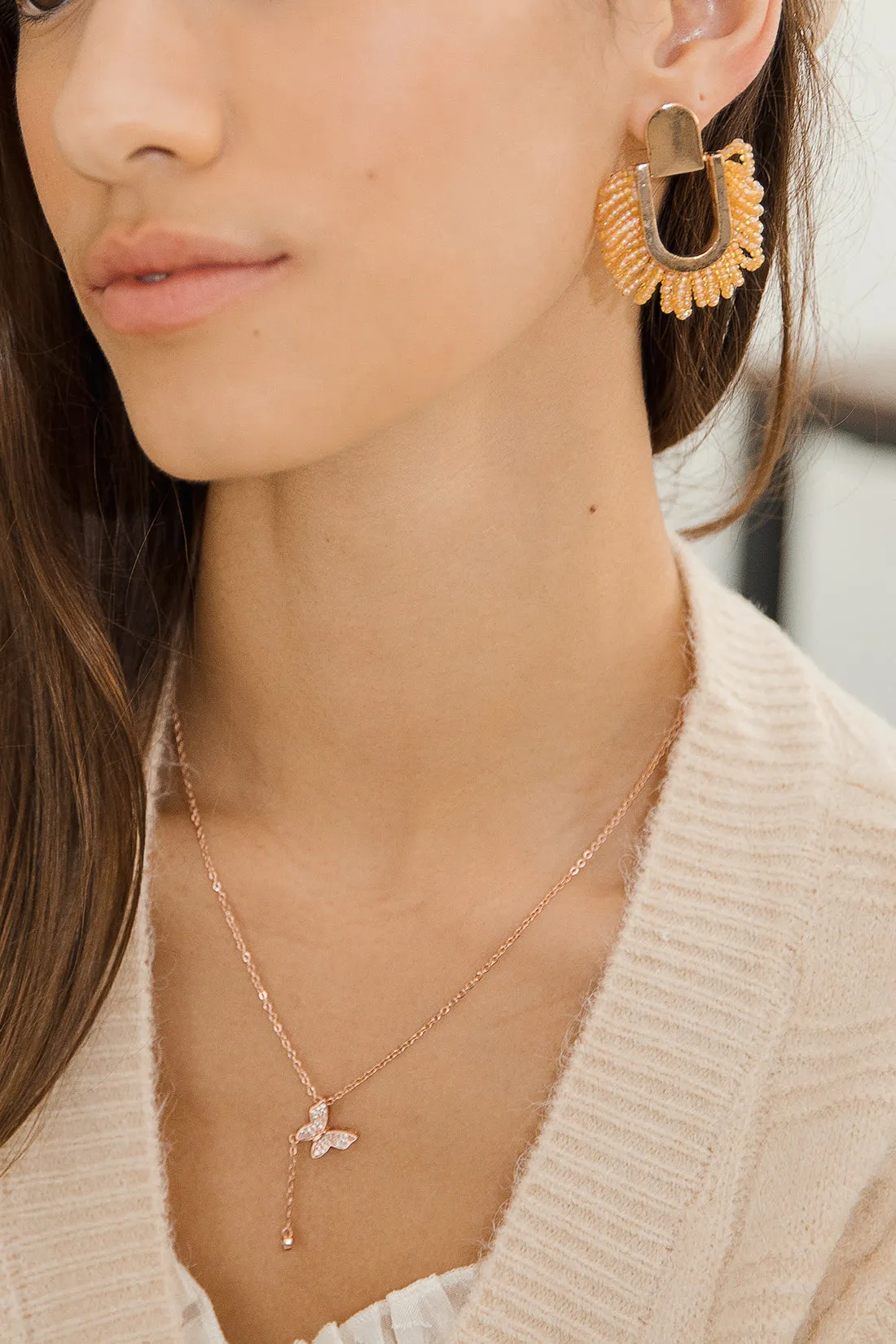 Horse Shoe Cut Out Beaded Earrings