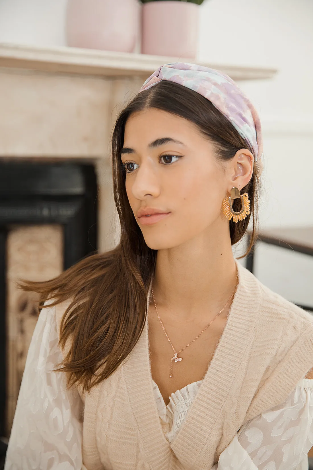 Horse Shoe Cut Out Beaded Earrings