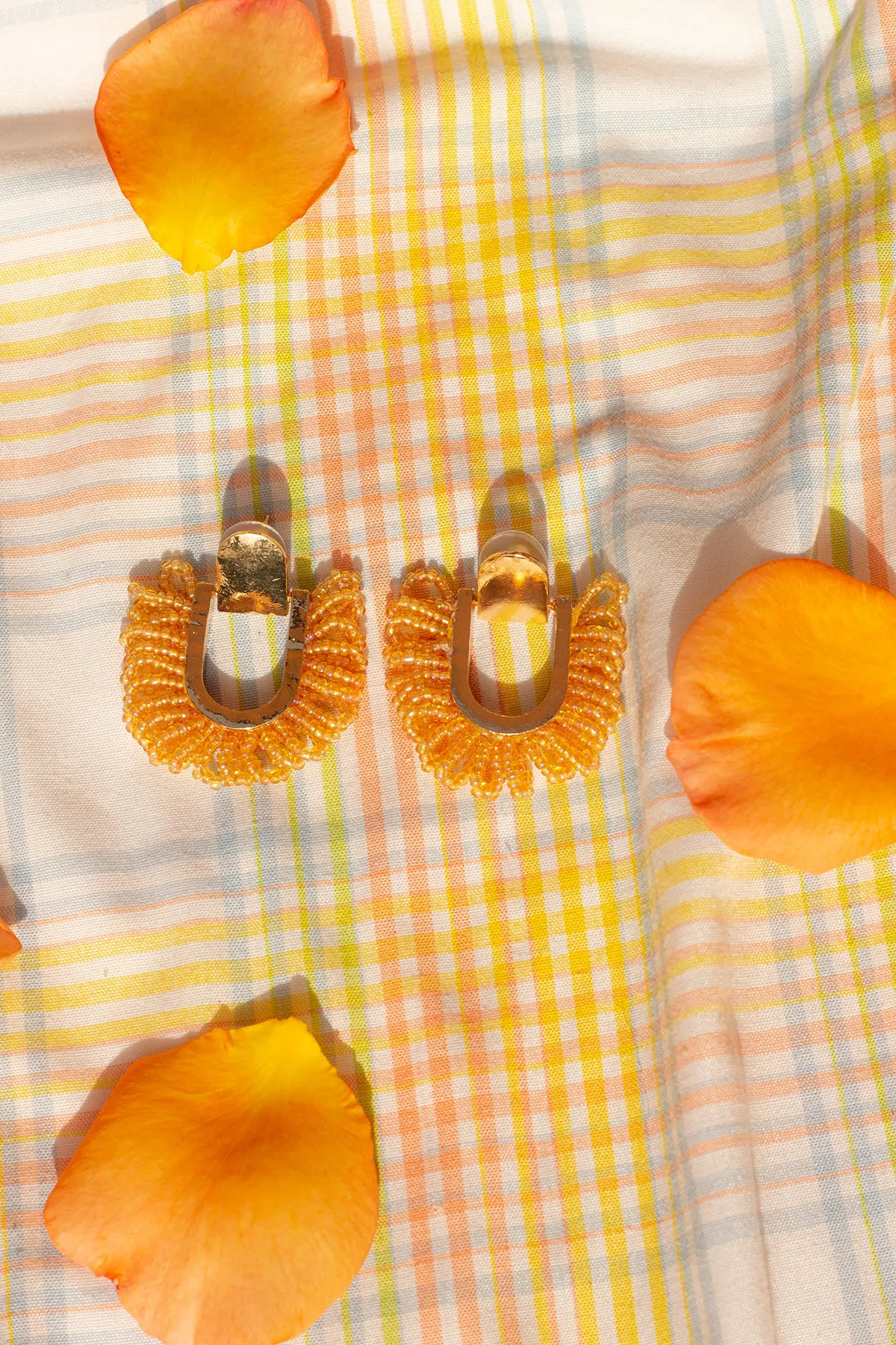 Horse Shoe Cut Out Beaded Earrings