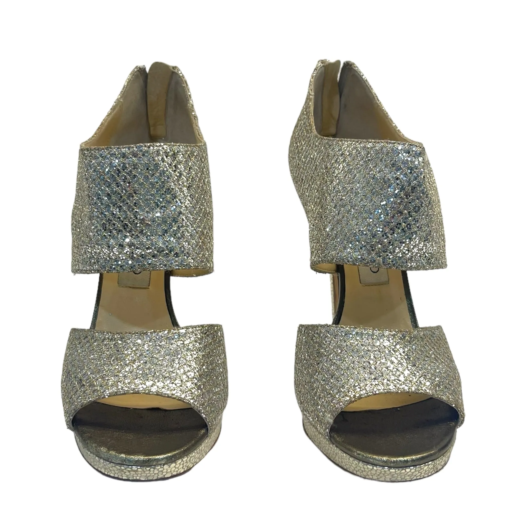 Jimmy Choo Course Glitter Private Platform Sandals Size EU 38.5