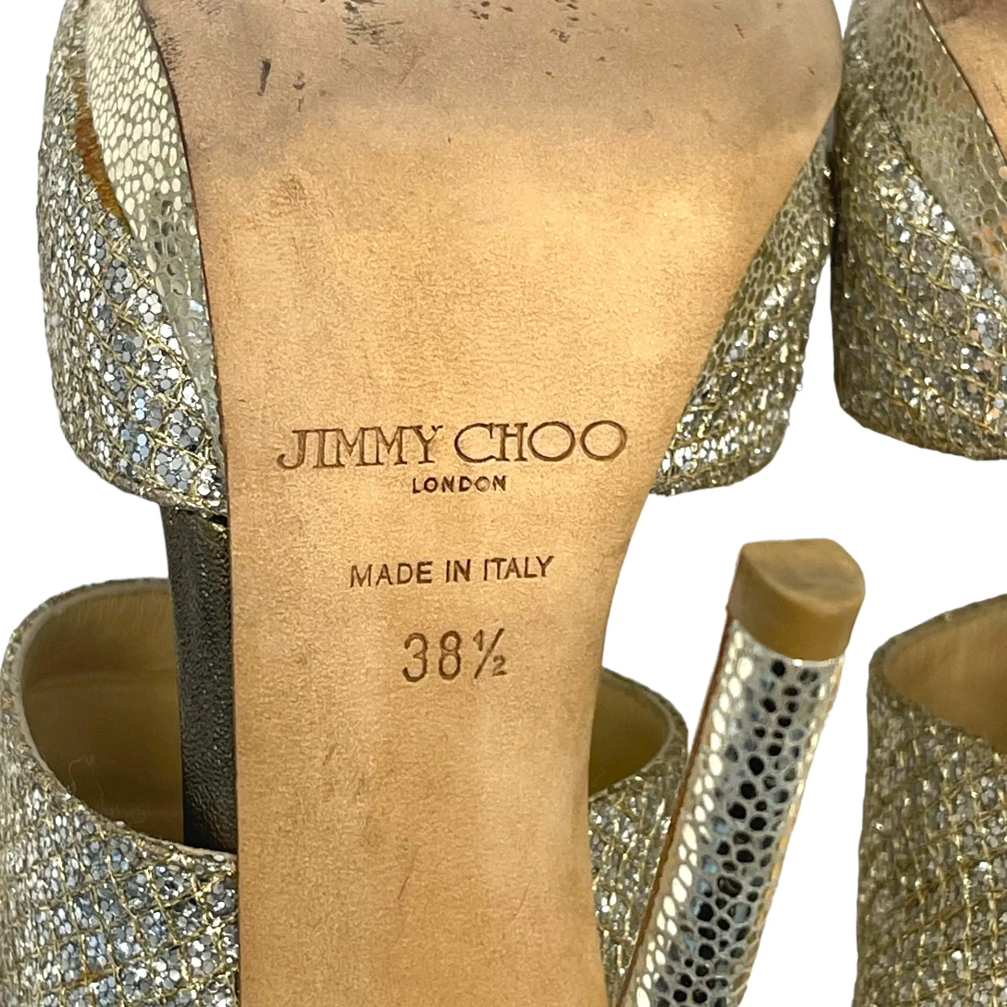 Jimmy Choo Course Glitter Private Platform Sandals Size EU 38.5