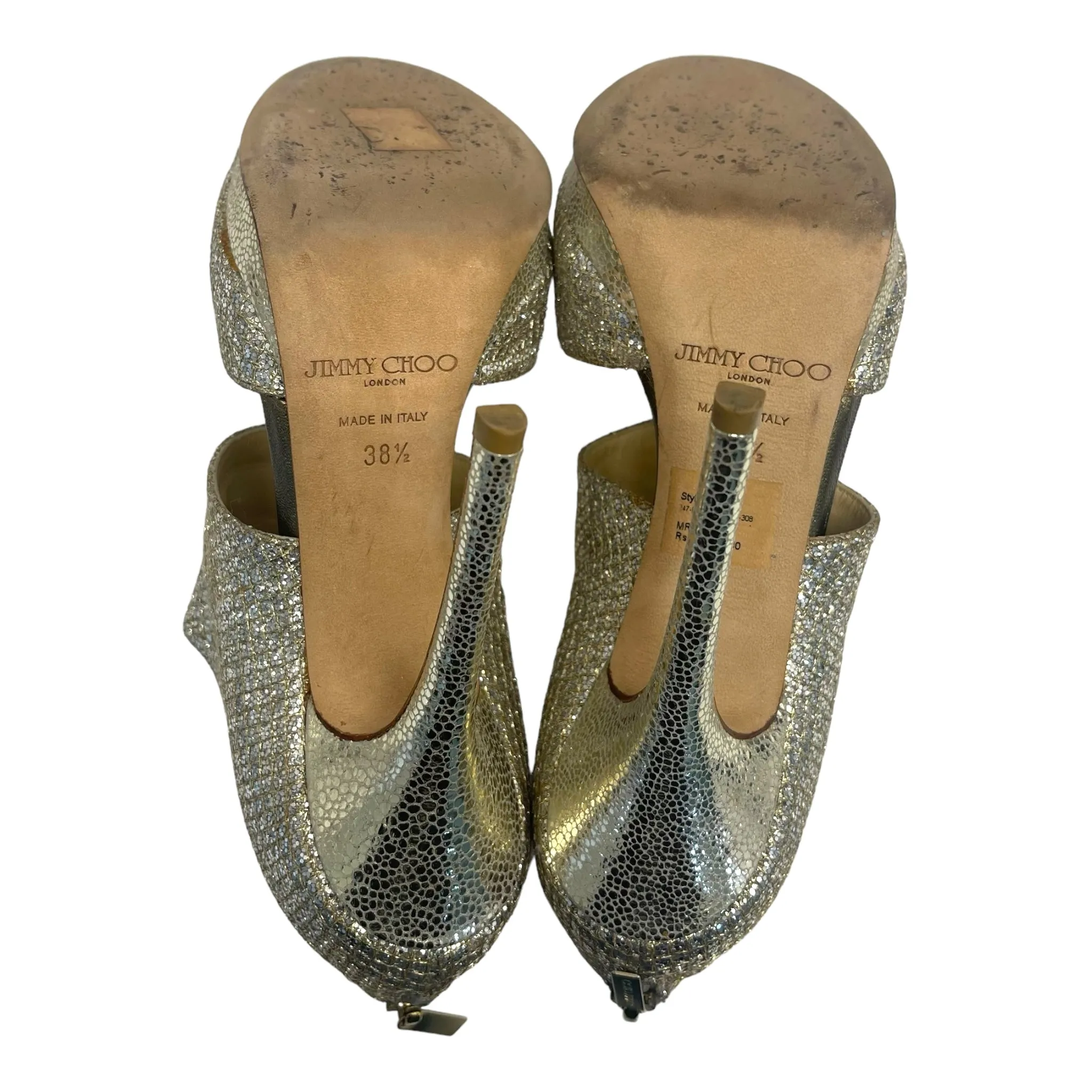 Jimmy Choo Course Glitter Private Platform Sandals Size EU 38.5