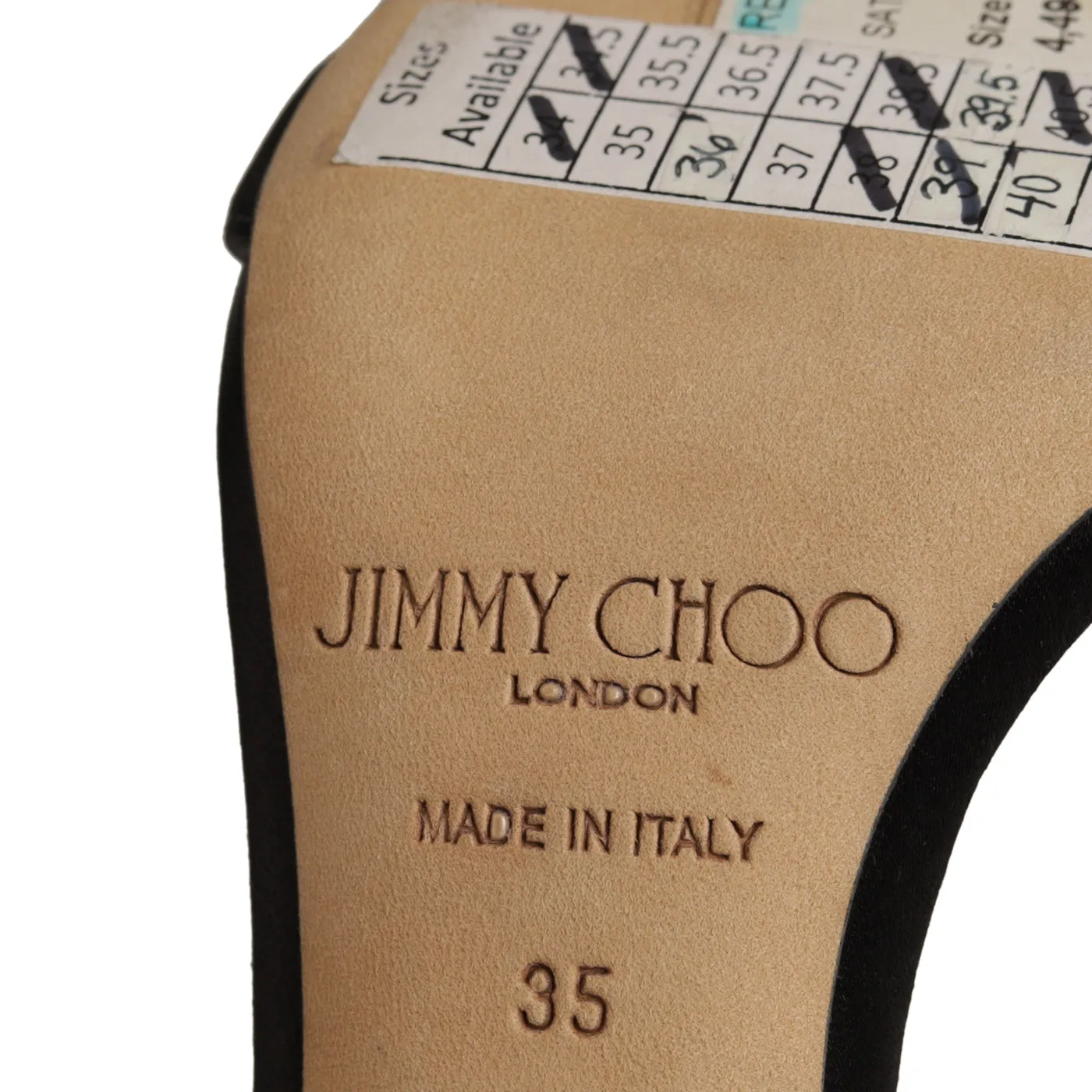 Jimmy Choo 'Reign' 100 Crystal Embellished Satin Slingback Sandals Size 35