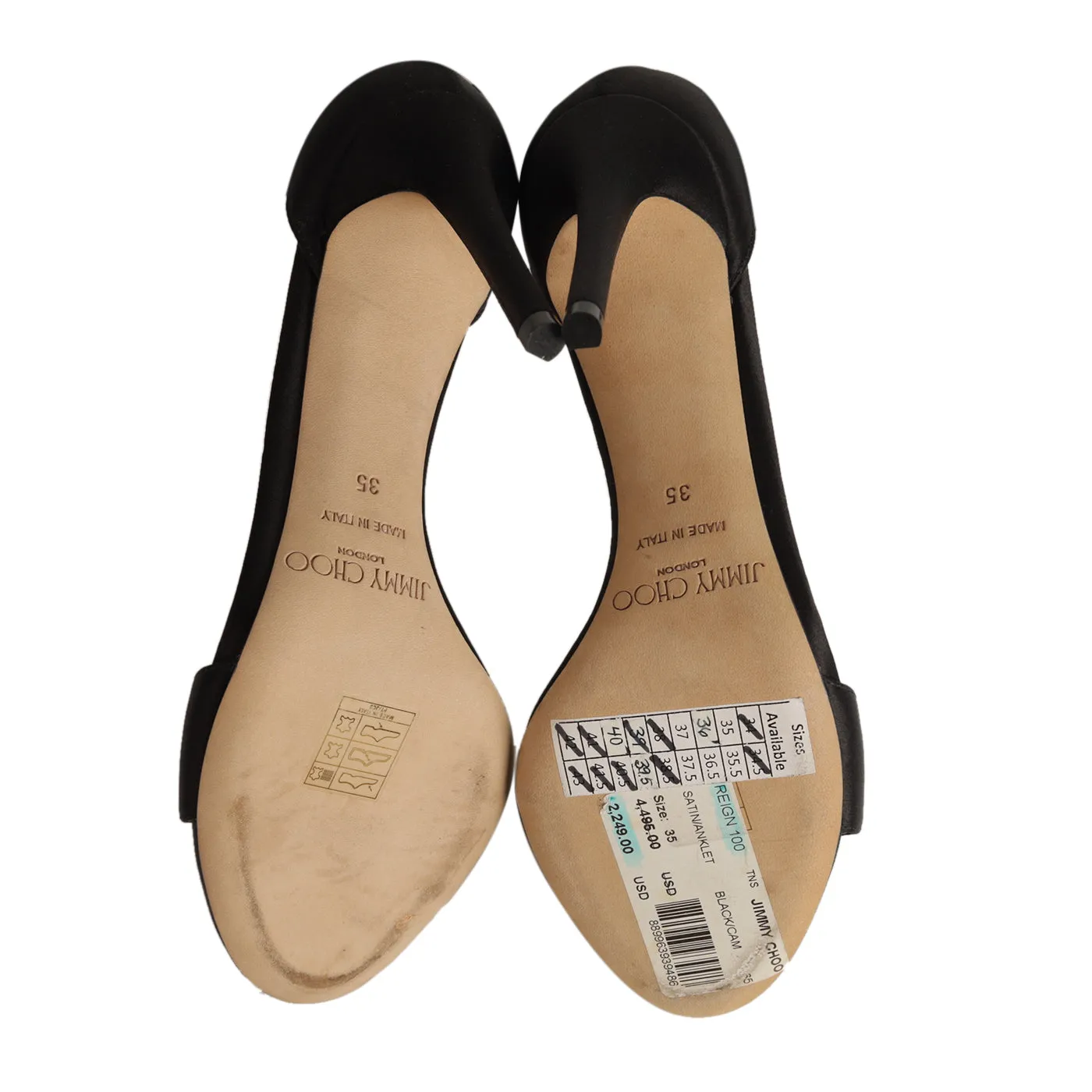 Jimmy Choo 'Reign' 100 Crystal Embellished Satin Slingback Sandals Size 35
