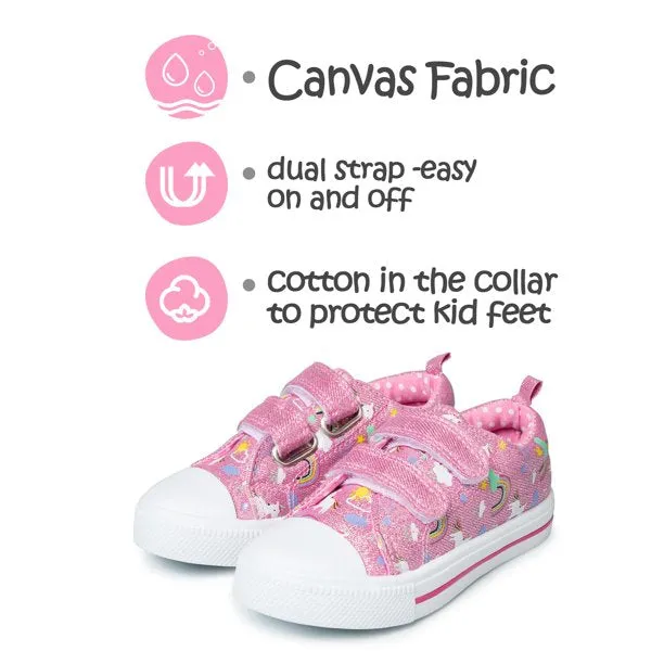 K KomForme Casual Kids Canvas Shoes Pink Unicorn Size 4-12 (Toddler Girl)