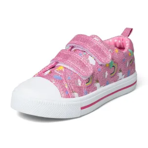 K KomForme Casual Kids Canvas Shoes Pink Unicorn Size 4-12 (Toddler Girl)