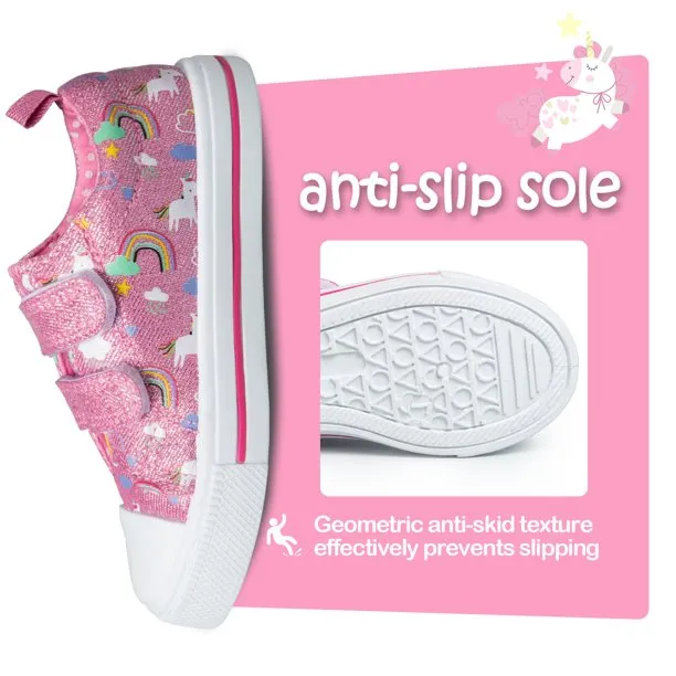 K KomForme Casual Kids Canvas Shoes Pink Unicorn Size 4-12 (Toddler Girl)