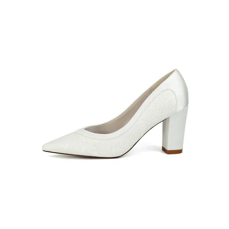 Lace High Heels with Wooden Heel