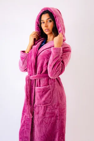 Ladies luxury ribbed fleece personalised dressing gown